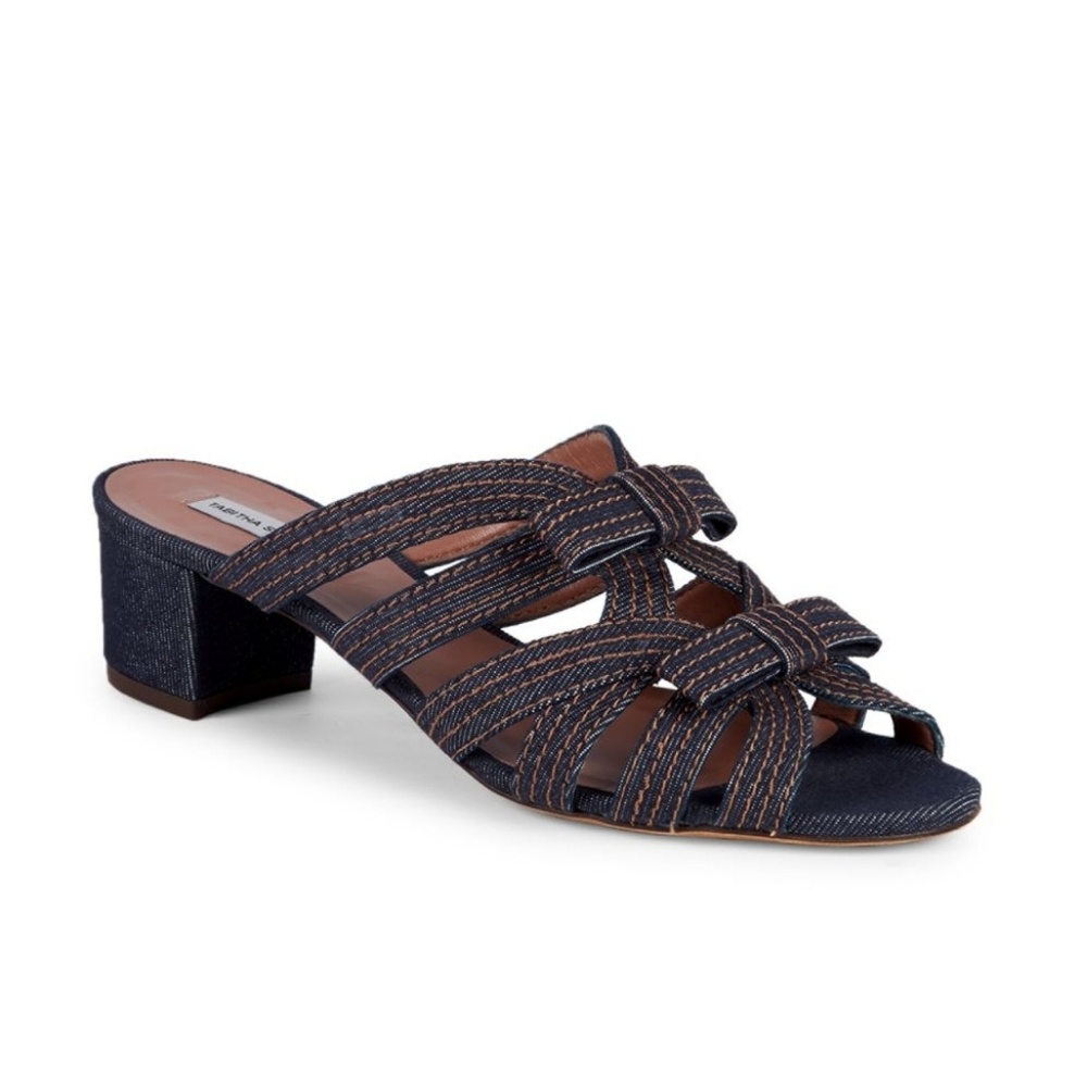 NWOT Tabitha Simmons Meryl Indigo Denim Slides